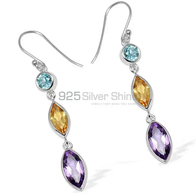 925 Sterling Silver Handmade Earrings In Multi Gemstone Jewelry 925SE1142_1