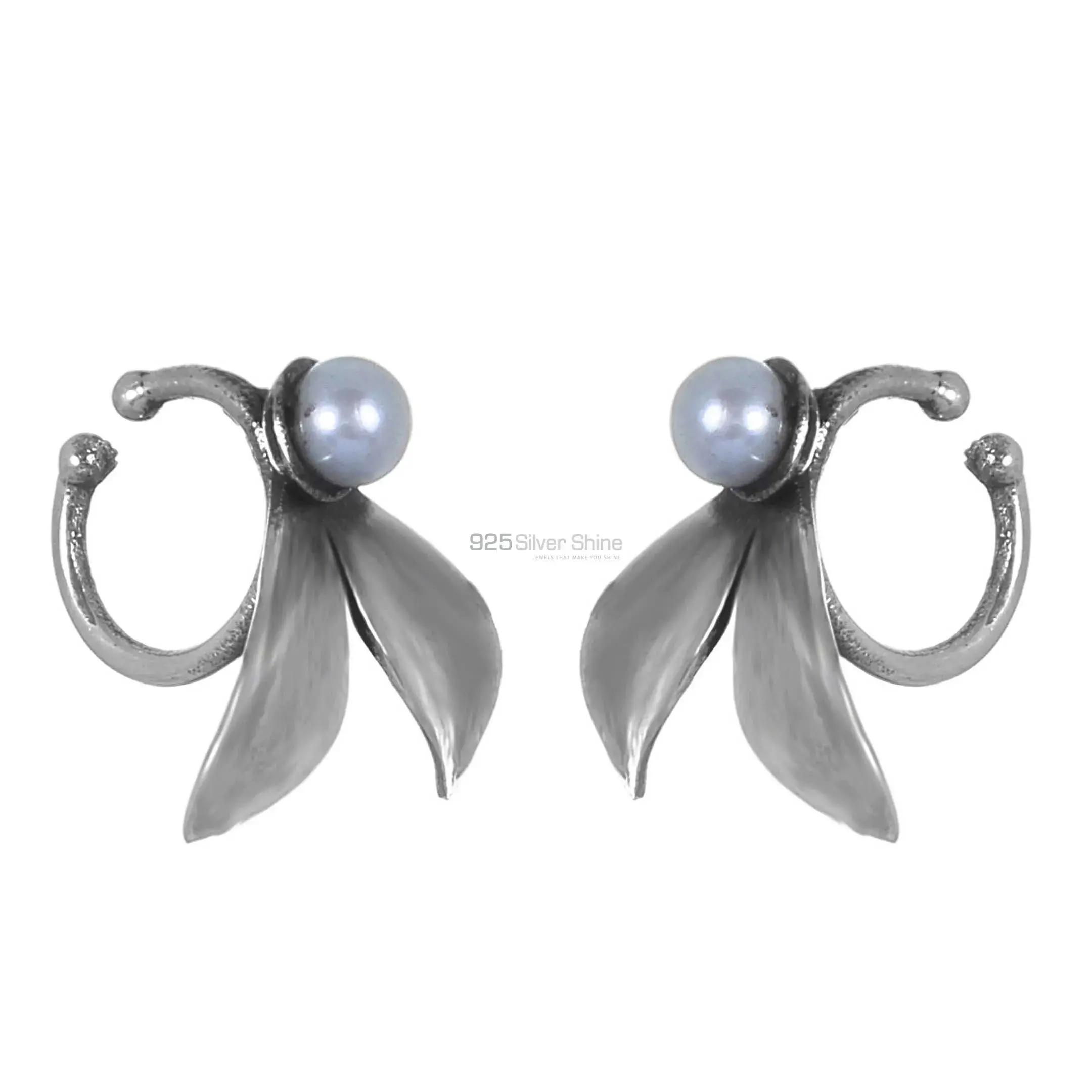 925 Sterling Silver Handmade Earrings In Pearl Gemstone Jewelry 925SE273_2