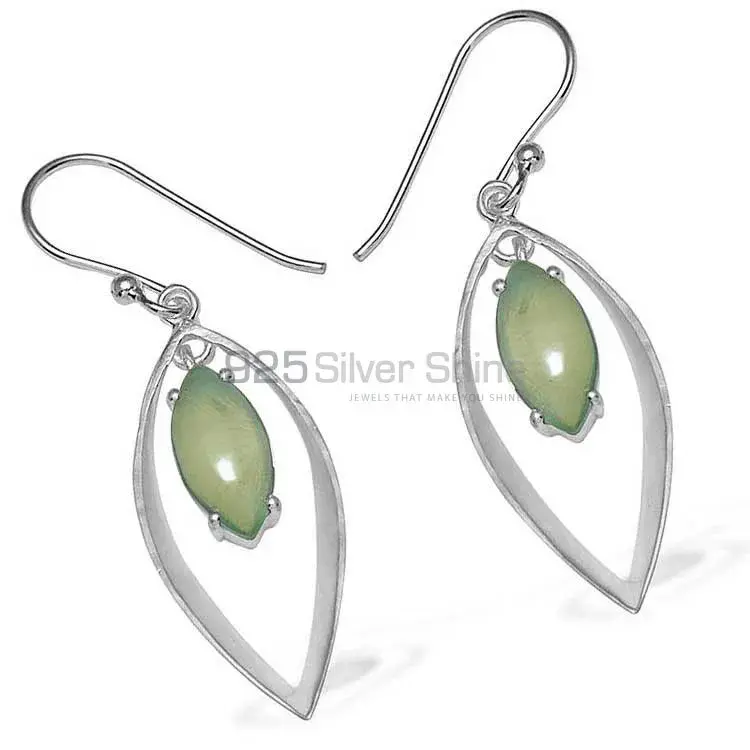 925 Sterling Silver Handmade Earrings Exporters In Prehnite Gemstone Jewelry 925SE905_0