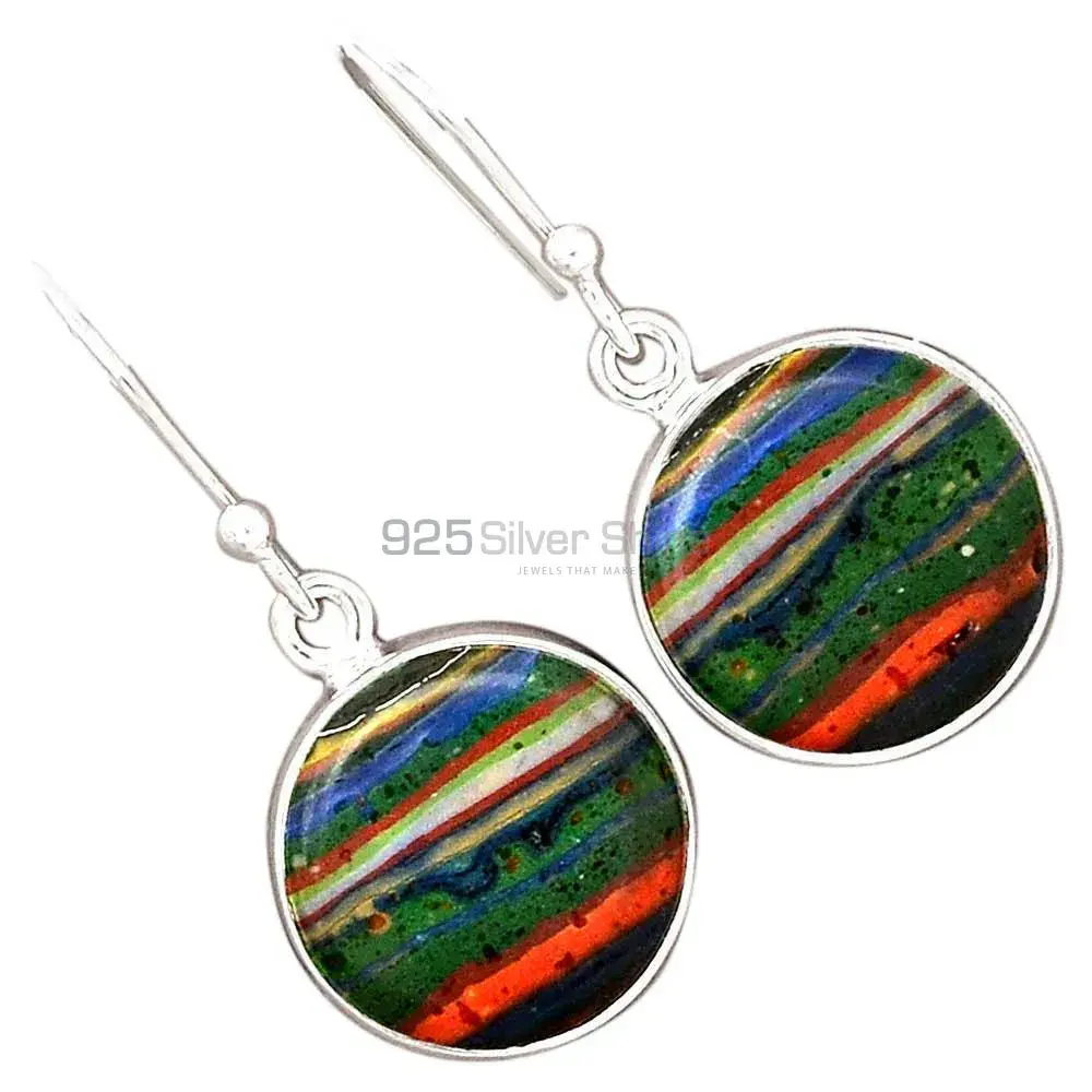 925 Sterling Silver Handmade Earrings Exporters In Rainbow Calsilica Gemstone Jewelry 925SE2383_3