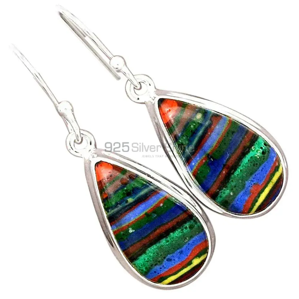 925 Sterling Silver Handmade Earrings Exporters In Rainbow Calsilica Gemstone Jewelry 925SE2383_5