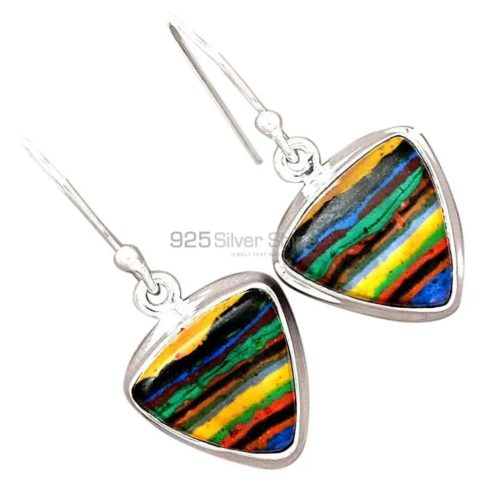 925 Sterling Silver Handmade Earrings Exporters In Rainbow Calsilica Gemstone Jewelry 925SE2383_6