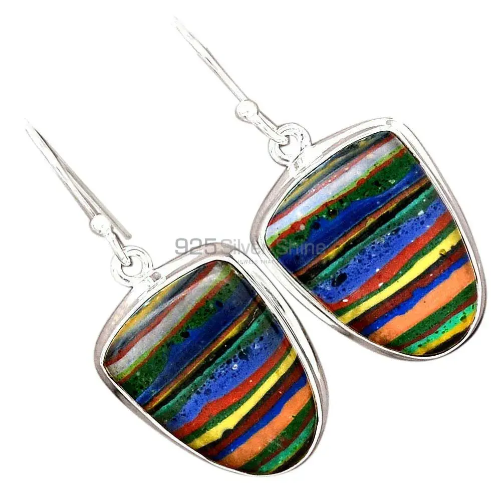 925 Sterling Silver Handmade Earrings Exporters In Rainbow Calsilica Gemstone Jewelry 925SE2383_7
