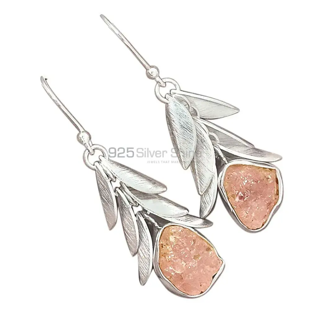 925 Sterling Silver Handmade Earrings In Rose Quartz Gemstone Jewelry 925SE3017_1