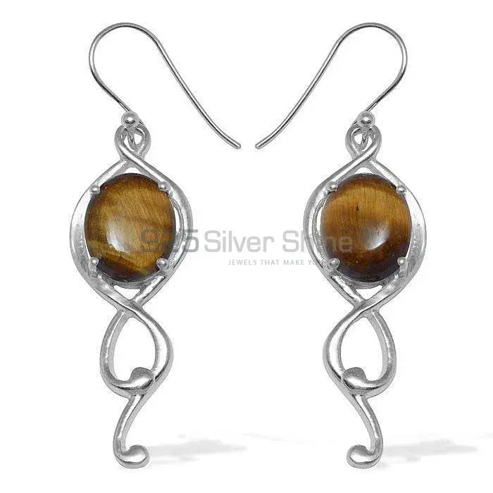 925 Sterling Silver Handmade Earrings In Tiger's Eye Gemstone Jewelry 925SE826