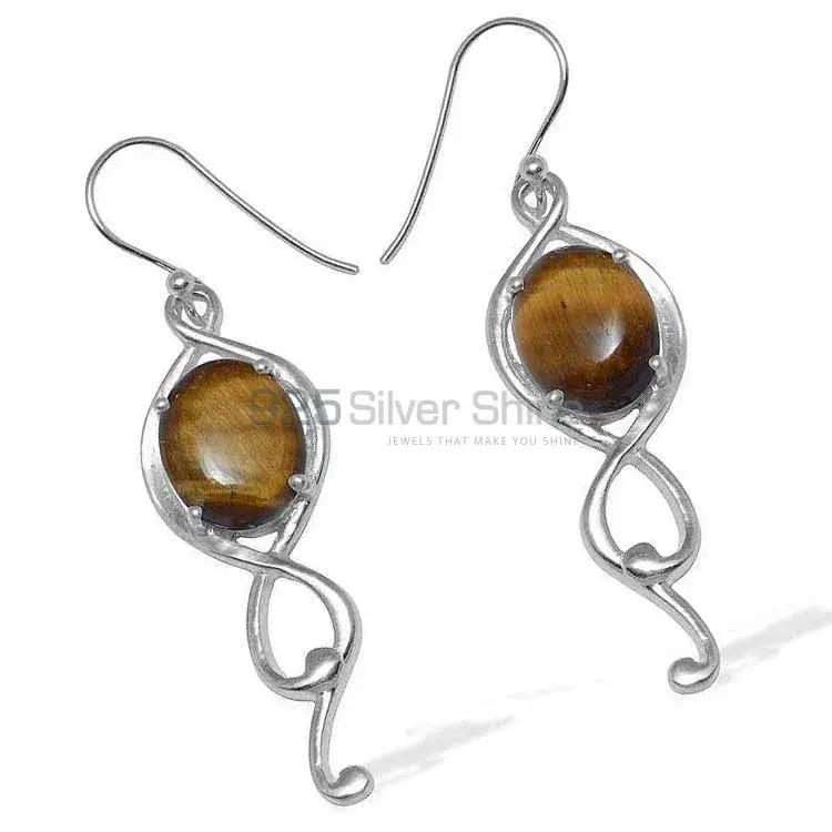 925 Sterling Silver Handmade Earrings In Tiger's Eye Gemstone Jewelry 925SE826_0