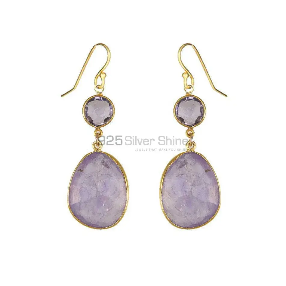 925 Sterling Silver Handmade Earrings In Amethyst Gemstone Jewelry 925SE1885_0