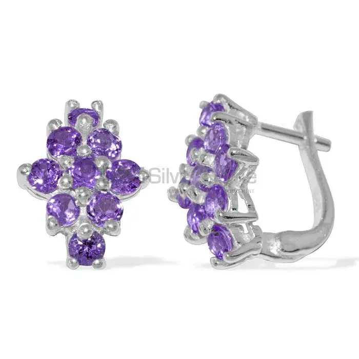 925 Sterling Silver Handmade Earrings In Amethyst Gemstone Jewelry 925SE903