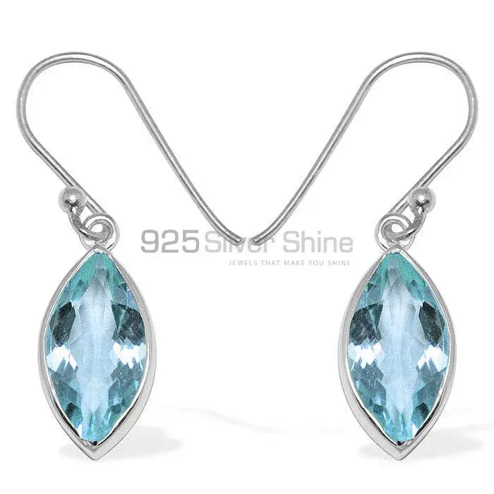 925 Sterling Silver Handmade Earrings Manufacturer In Blue Topaz Gemstone Jewelry 925SE1140