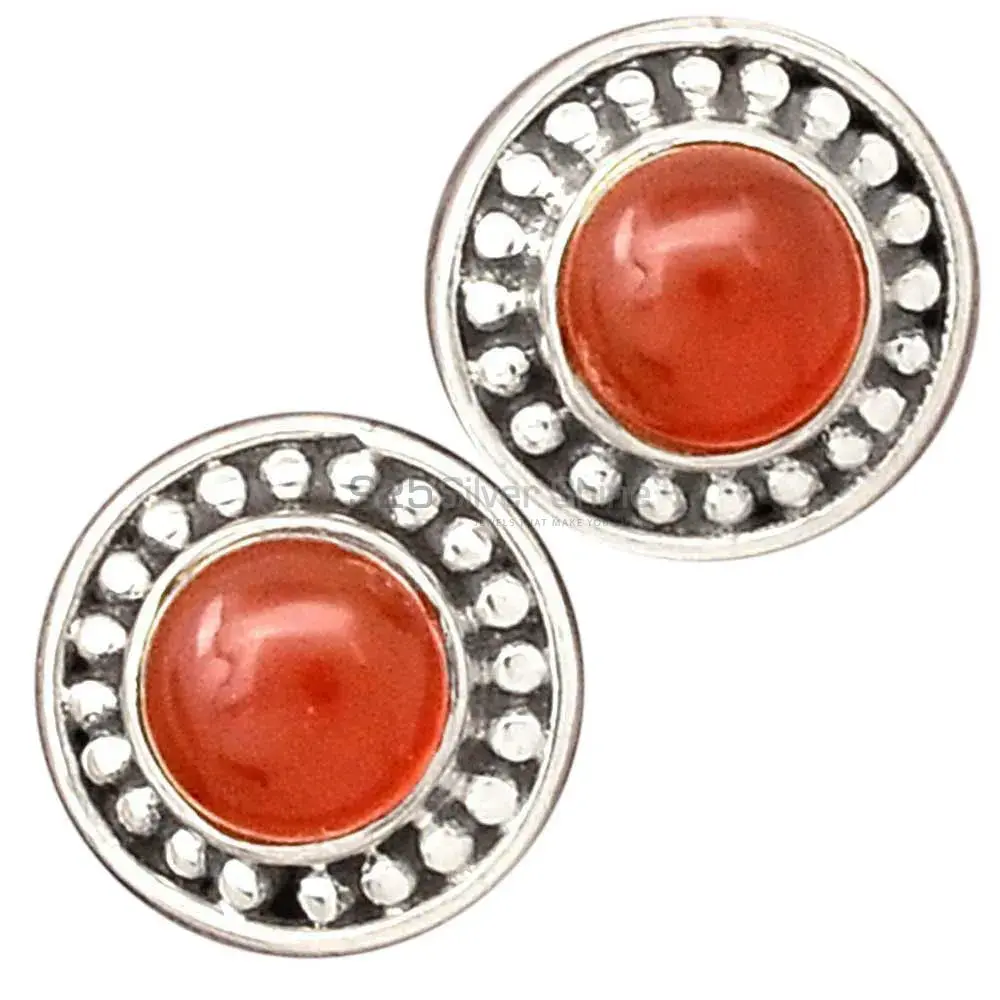 925 Sterling Silver Handmade Earrings In Carnelian Gemstone Jewelry 925SE2742_1