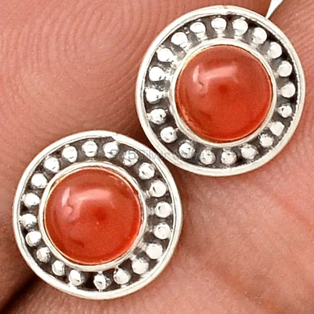 925 Sterling Silver Handmade Earrings In Carnelian Gemstone Jewelry 925SE2742_2