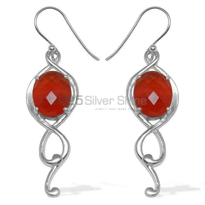 925 Sterling Silver Handmade Earrings In Carnelian Gemstone Jewelry 925SE824_0