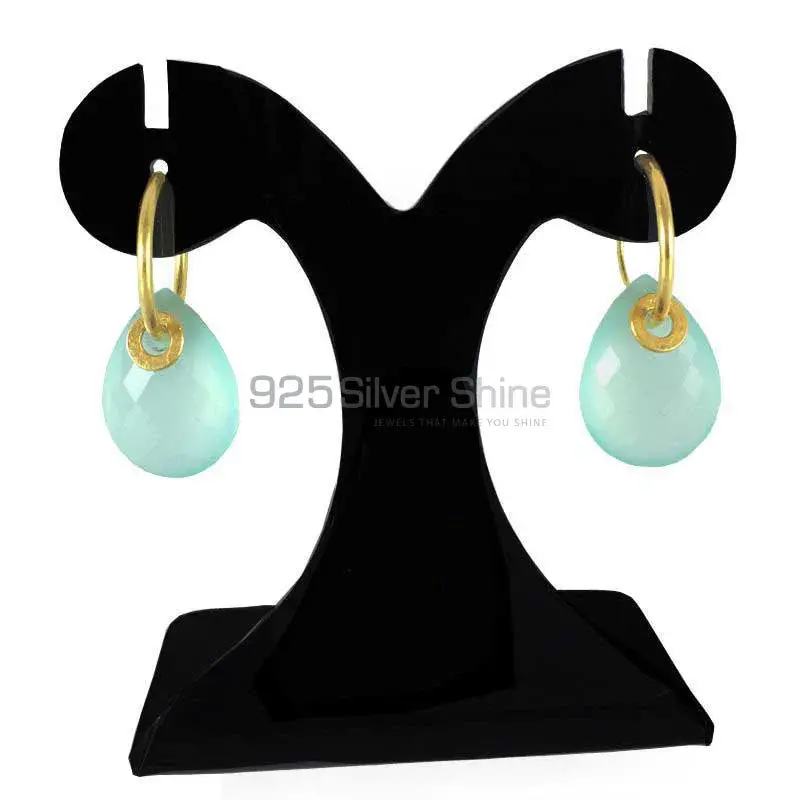 925 Sterling Silver Handmade Earrings In Chalcedony Gemstone Jewelry 925SE1289_0