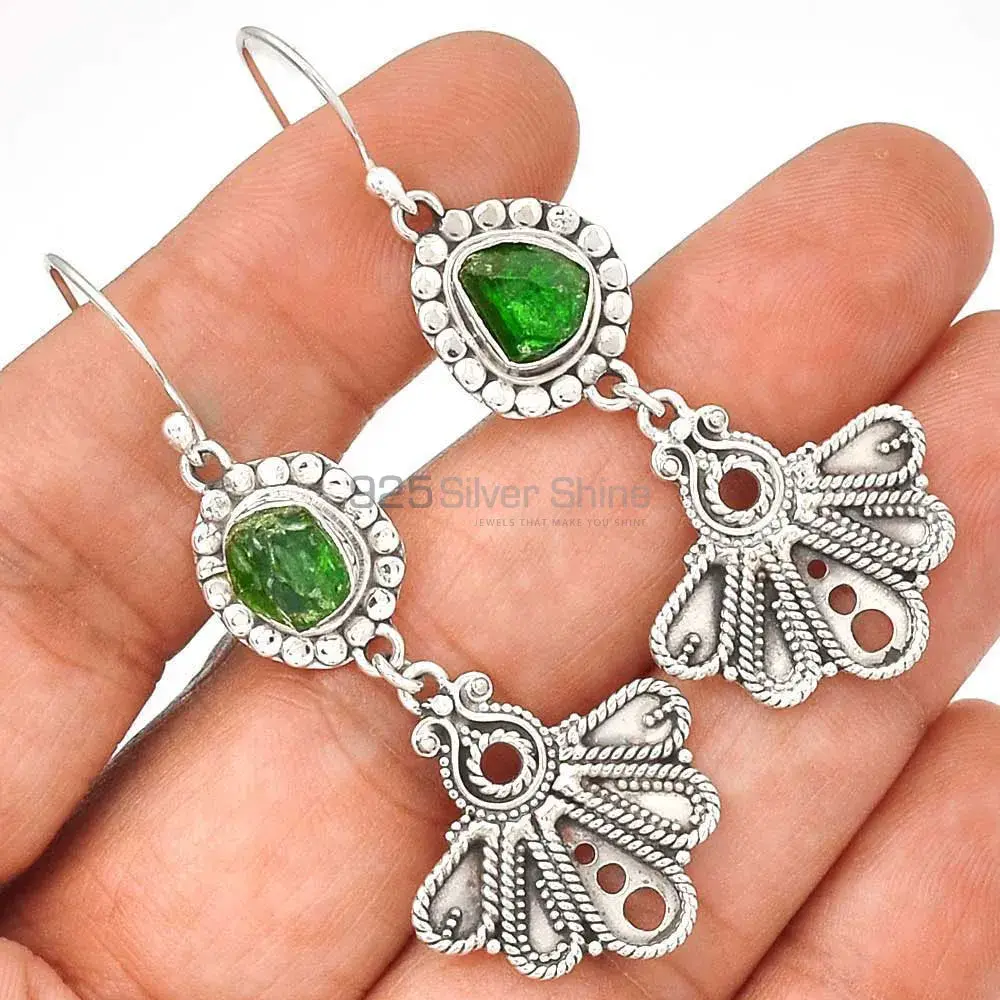 925 Sterling Silver Handmade Earrings Manufacturer In Chrome Diopside Gemstone Jewelry 925SE3094_0