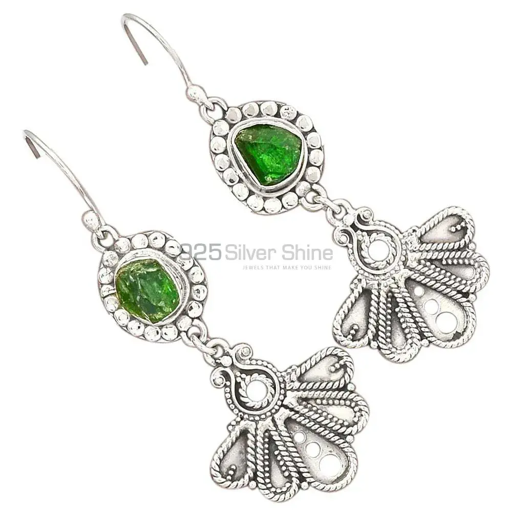 925 Sterling Silver Handmade Earrings Manufacturer In Chrome Diopside Gemstone Jewelry 925SE3094_1