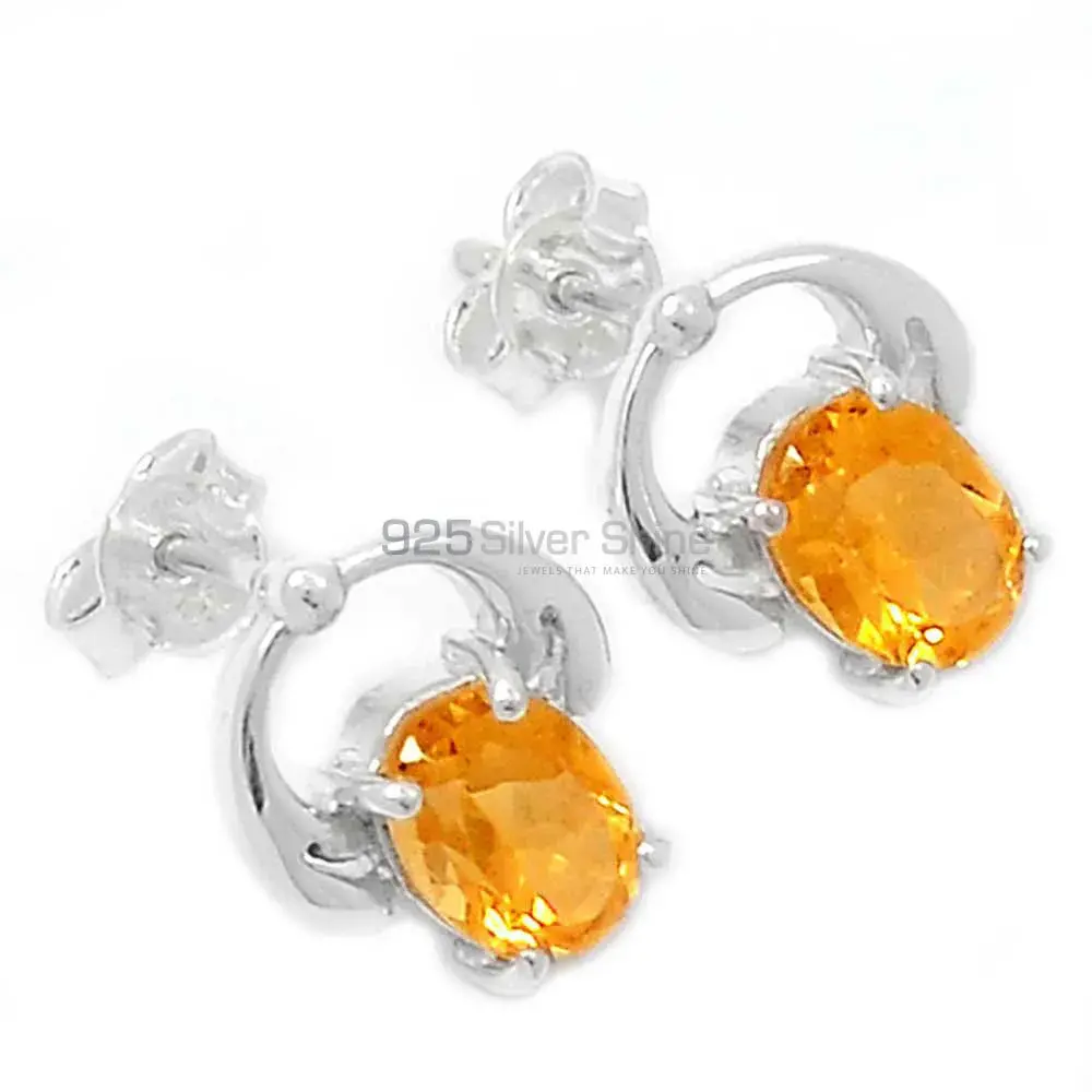 925 Sterling Silver Handmade Earrings In Citrine Gemstone Jewelry 925SE429_0