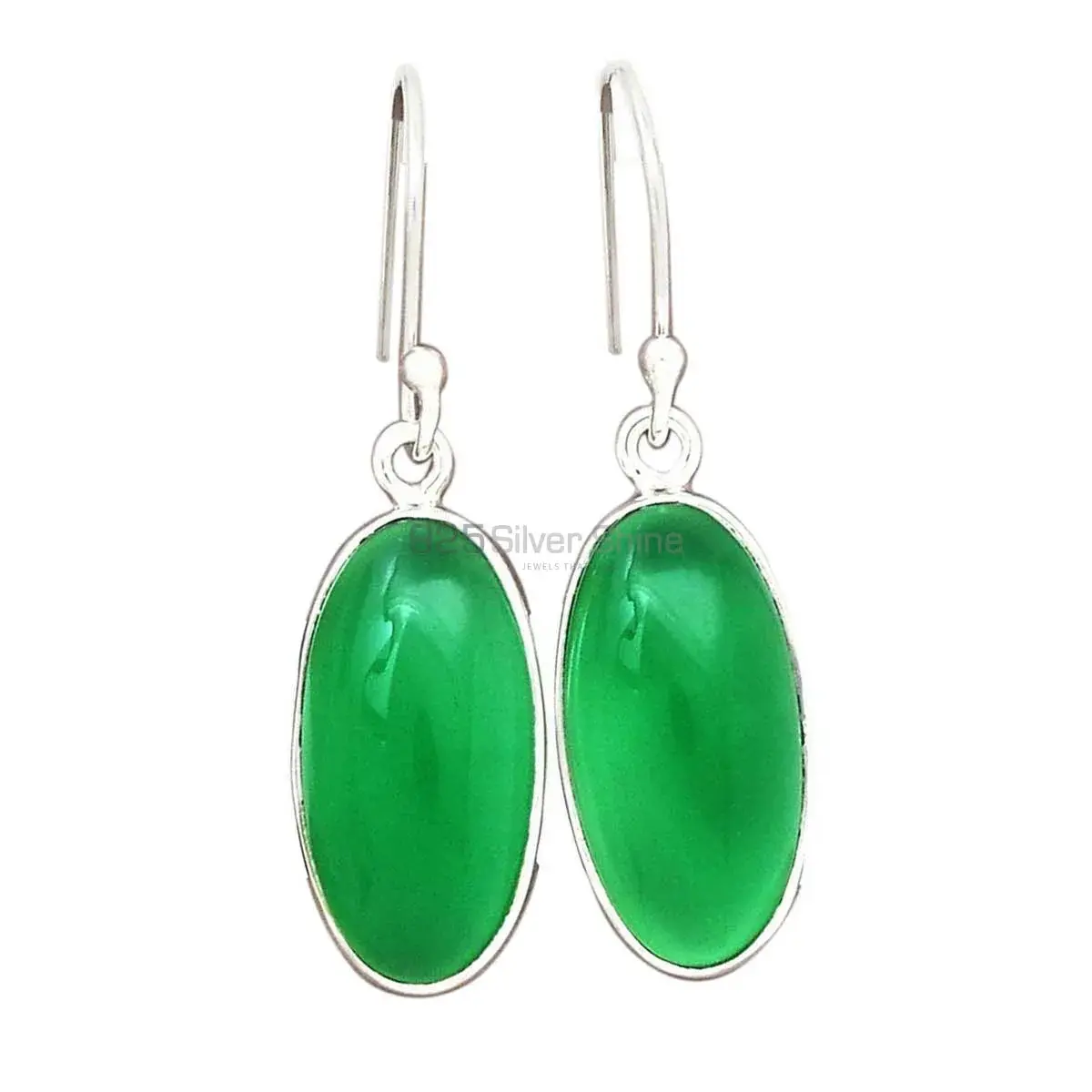 925 Sterling Silver Handmade Earrings In Green Onyx Gemstone Jewelry 925SE2223_0