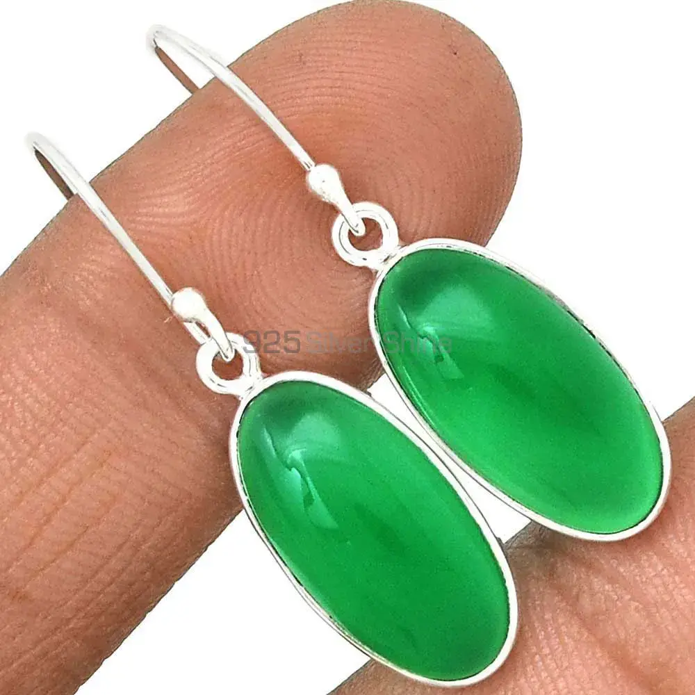 925 Sterling Silver Handmade Earrings In Green Onyx Gemstone Jewelry 925SE2223_1