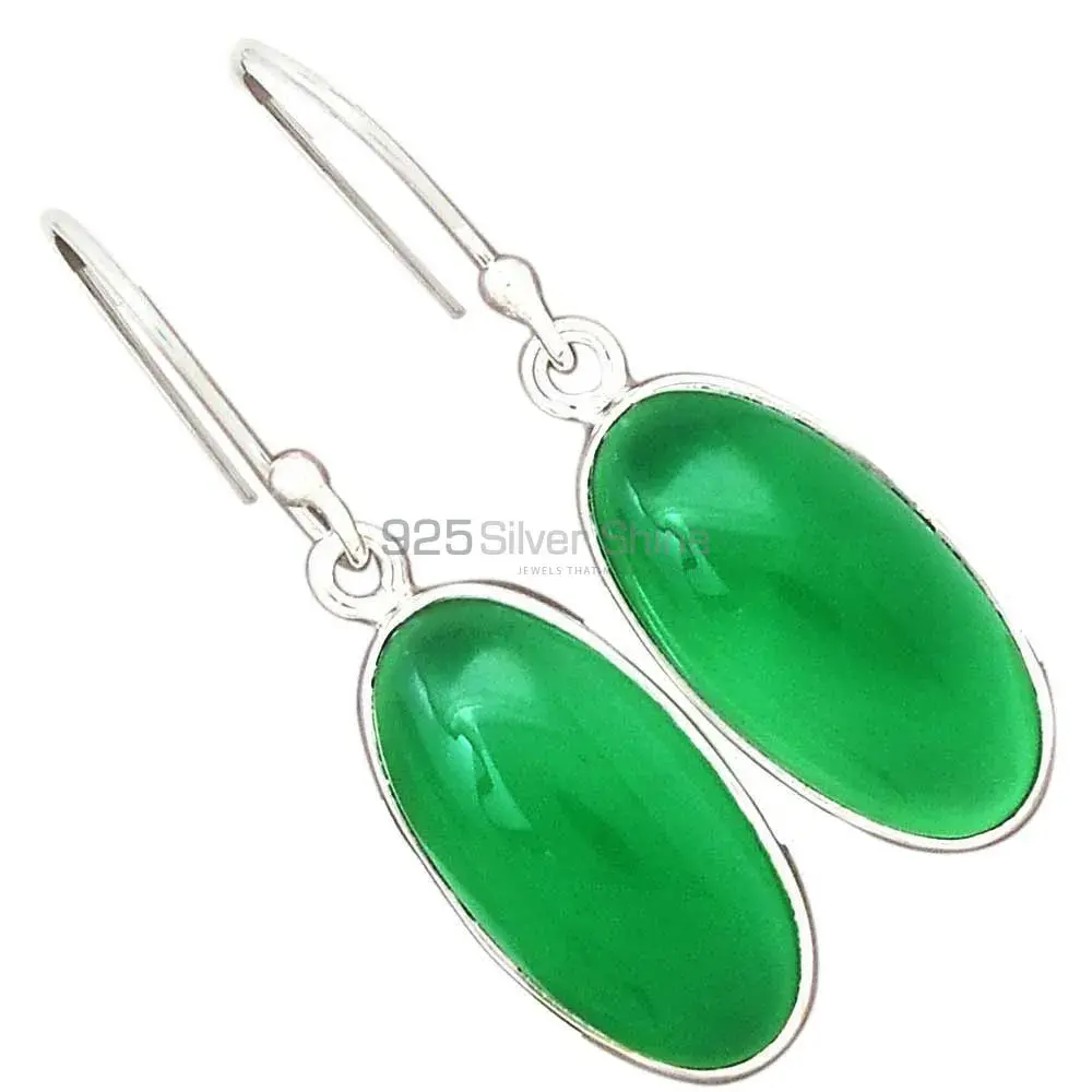 925 Sterling Silver Handmade Earrings In Green Onyx Gemstone Jewelry 925SE2223_2