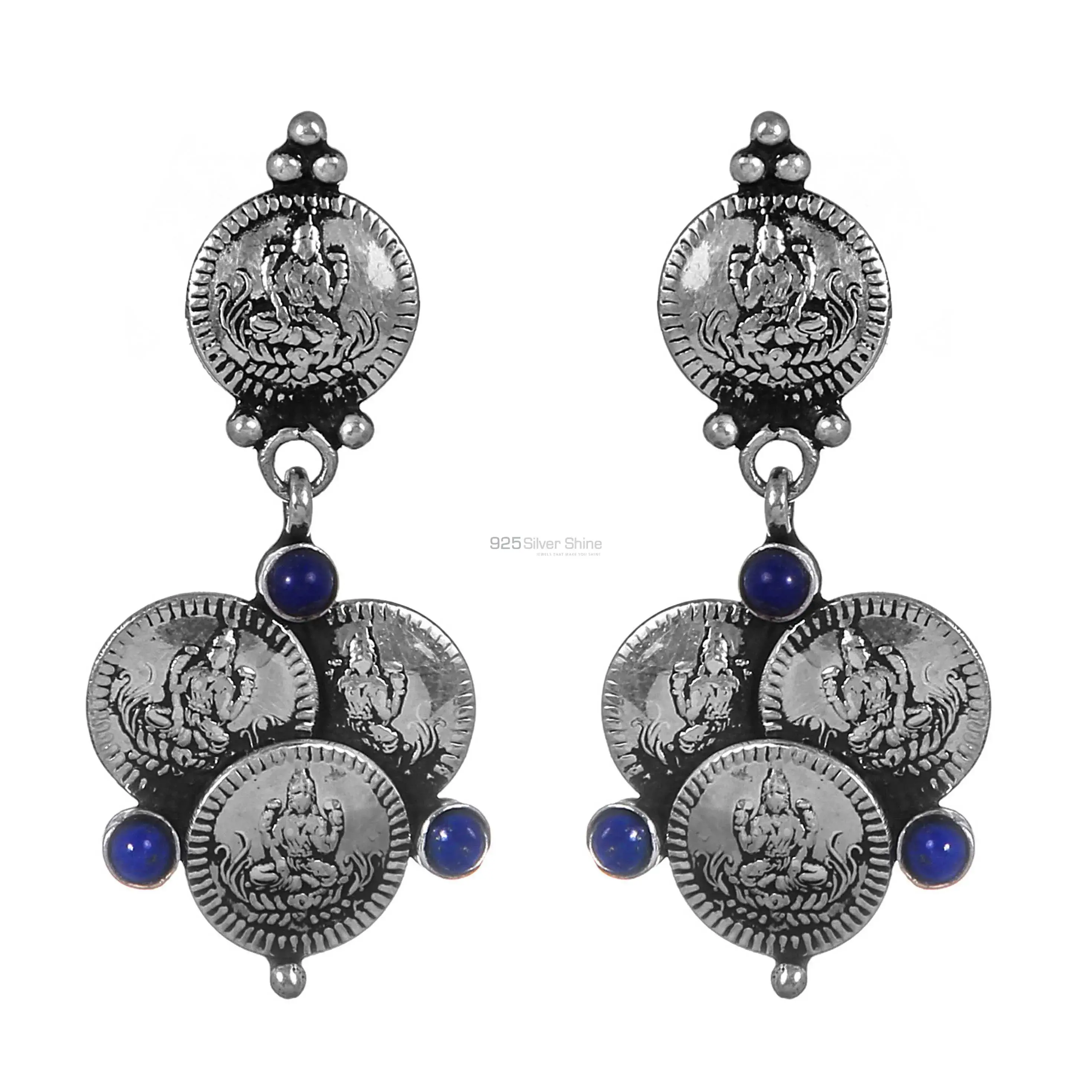 925 Sterling Silver Handmade Earrings In Lapis Gemstone Jewelry 925SE271_1