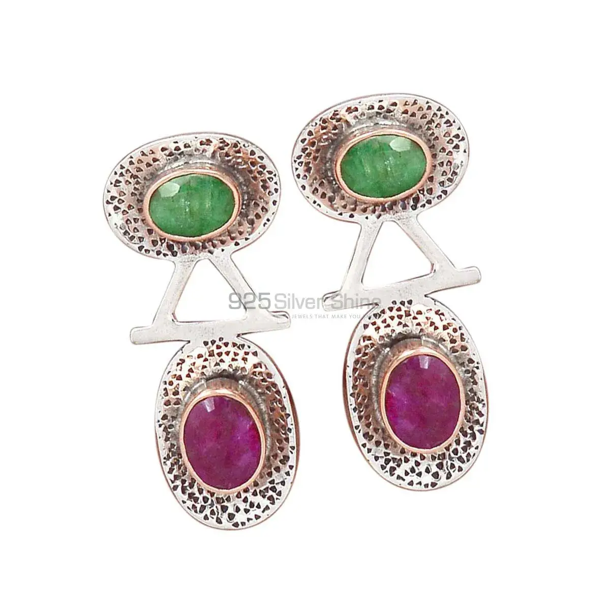 925 Sterling Silver Handmade Earrings In Multi Gemstone Jewelry 925SE2144_0