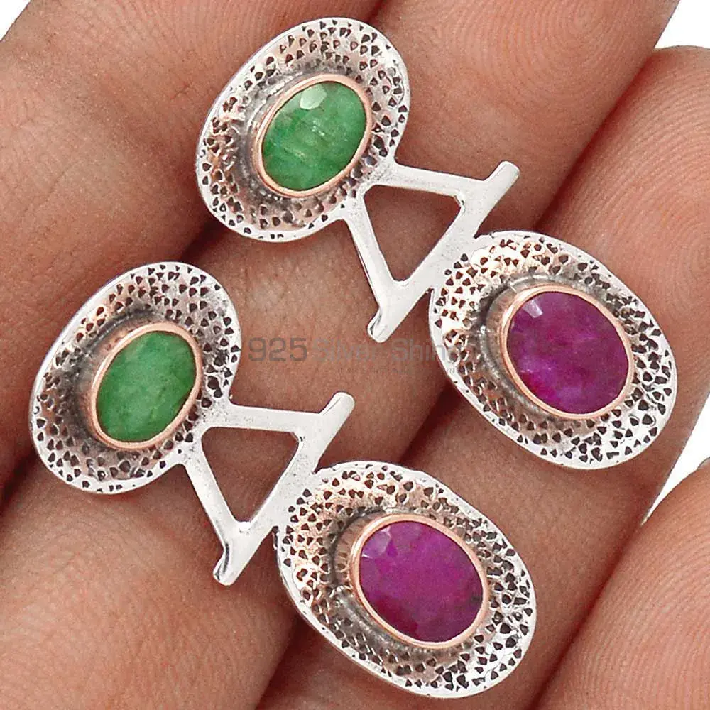 925 Sterling Silver Handmade Earrings In Multi Gemstone Jewelry 925SE2144_1
