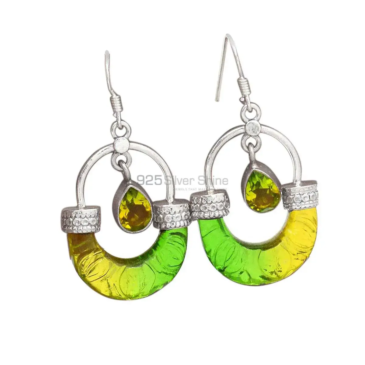 925 Sterling Silver Handmade Earrings In Quartz Gemstone Jewelry 925SE2857_0