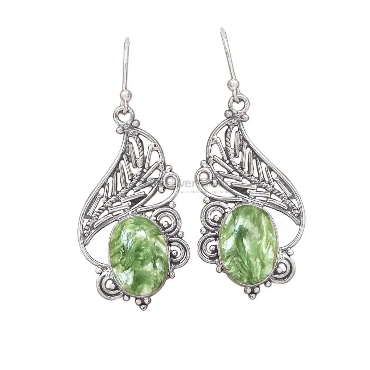 925 Sterling Silver Handmade Earrings In Seraphinite Gemstone Jewelry 925SE2936_0