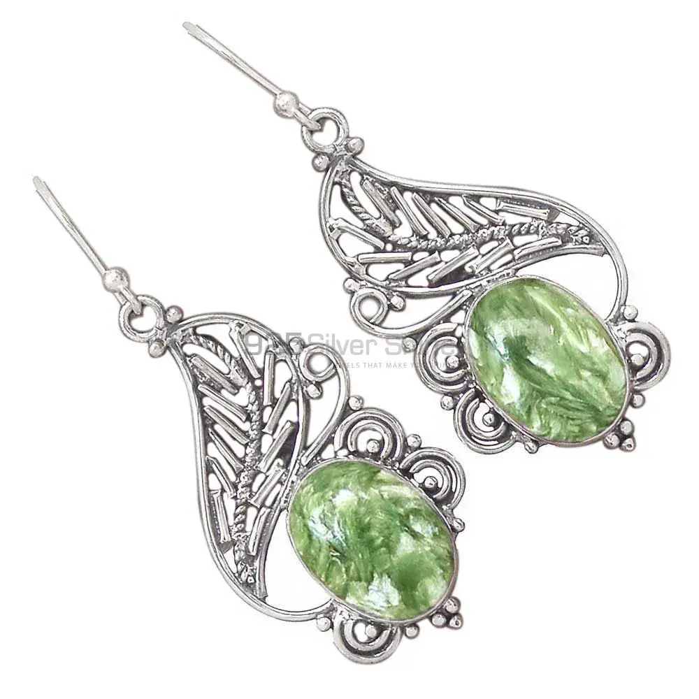 925 Sterling Silver Handmade Earrings Manufacturer In Seraphinite Gemstone Jewelry 925SE2936_1