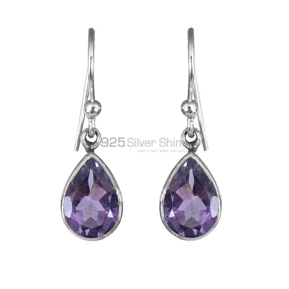 925 Sterling Silver Handmade Earrings In Amethyst Gemstone Jewelry 925SE1369_0