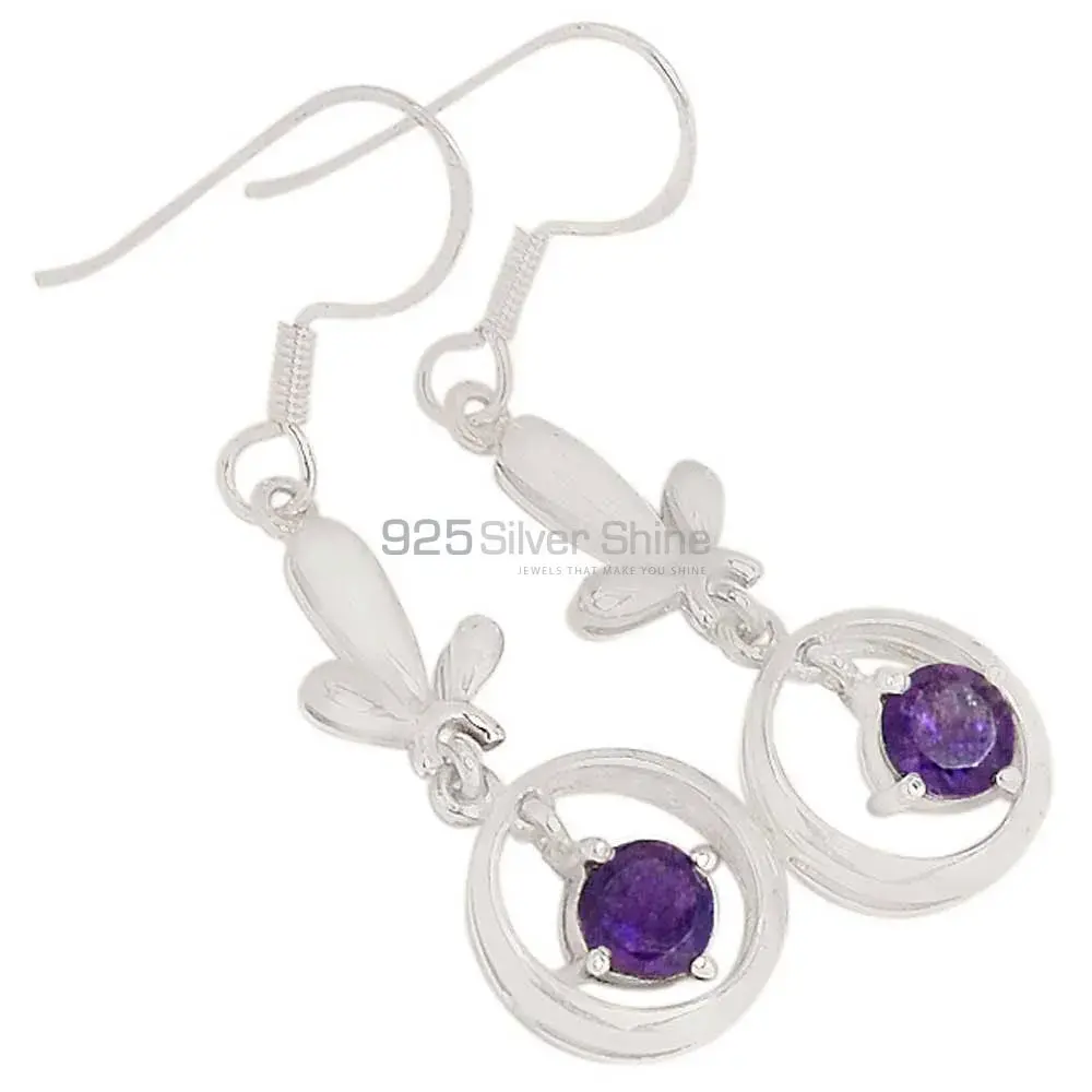 925 Sterling Silver Handmade Earrings In Amethyst Gemstone Jewelry 925SE351_0