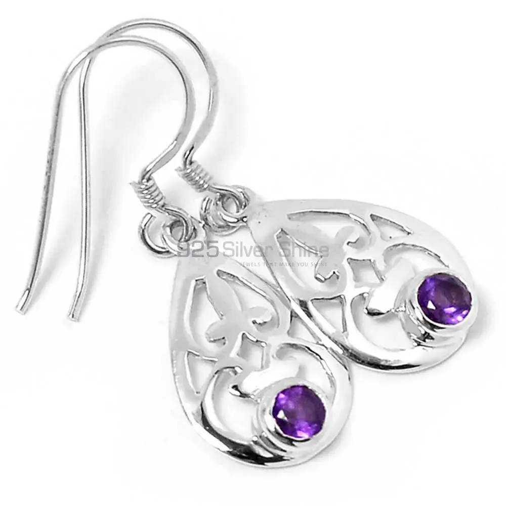 925 Sterling Silver Handmade Earrings Suppliers In Amethyst Gemstone Jewelry 925SE509