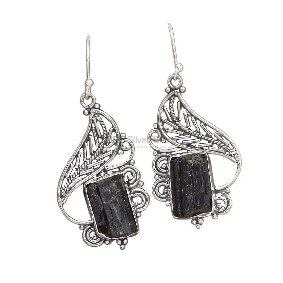 925 Sterling Silver Handmade Earrings Suppliers In Black Tourmaline Gemstone Jewelry 925SE2937