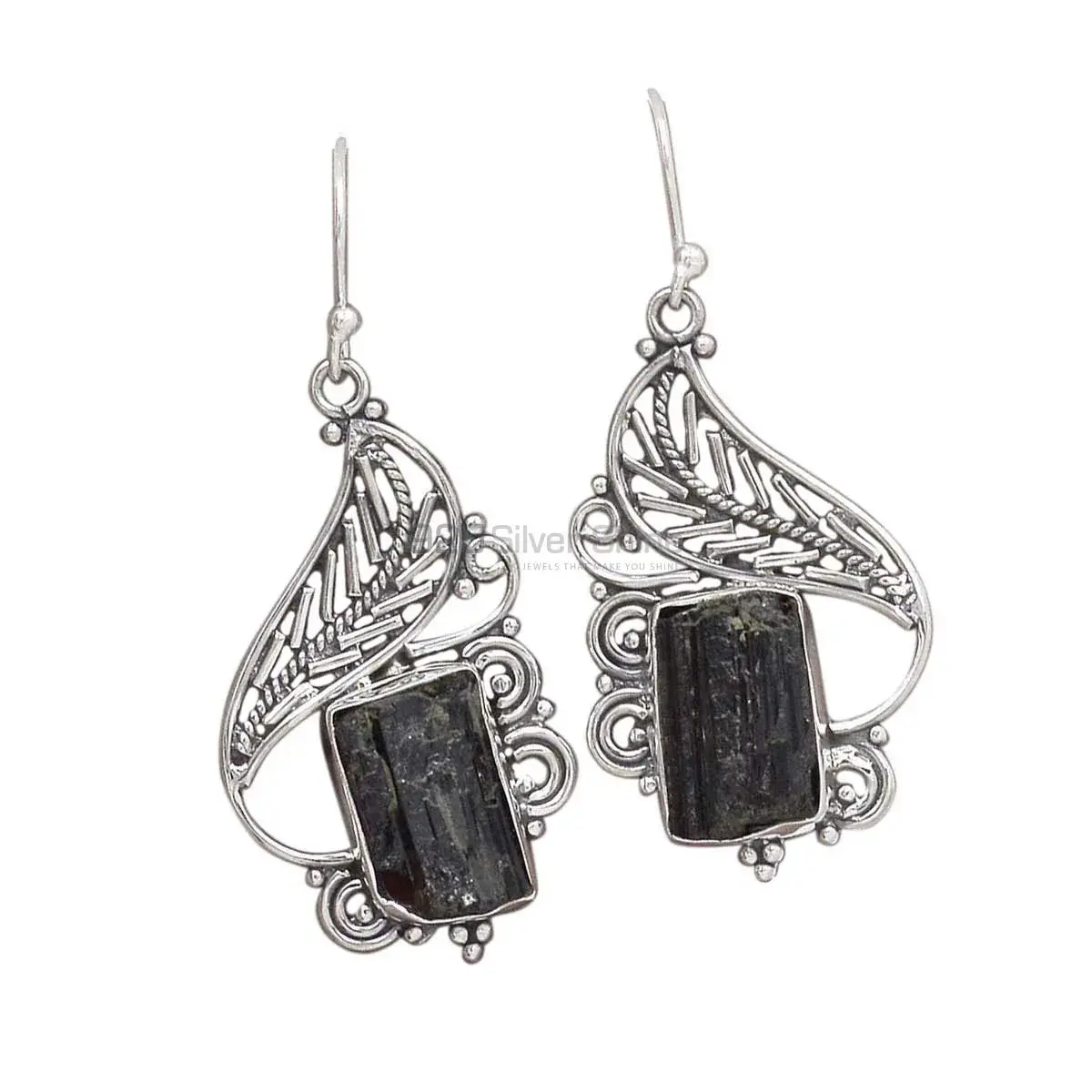 925 Sterling Silver Handmade Earrings In Black Tourmaline Gemstone Jewelry 925SE2937_0