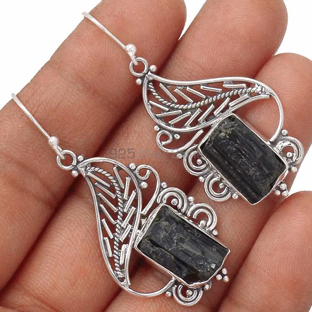 925 Sterling Silver Handmade Earrings Suppliers In Black Tourmaline Gemstone Jewelry 925SE2937_0