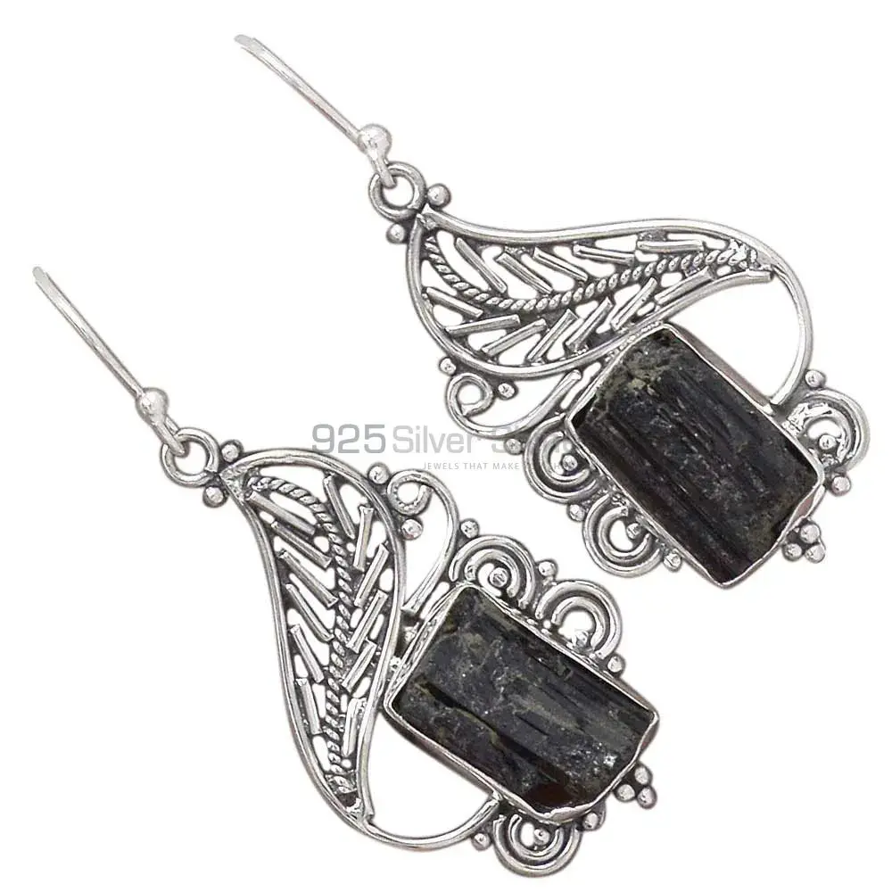 925 Sterling Silver Handmade Earrings Suppliers In Black Tourmaline Gemstone Jewelry 925SE2937_1