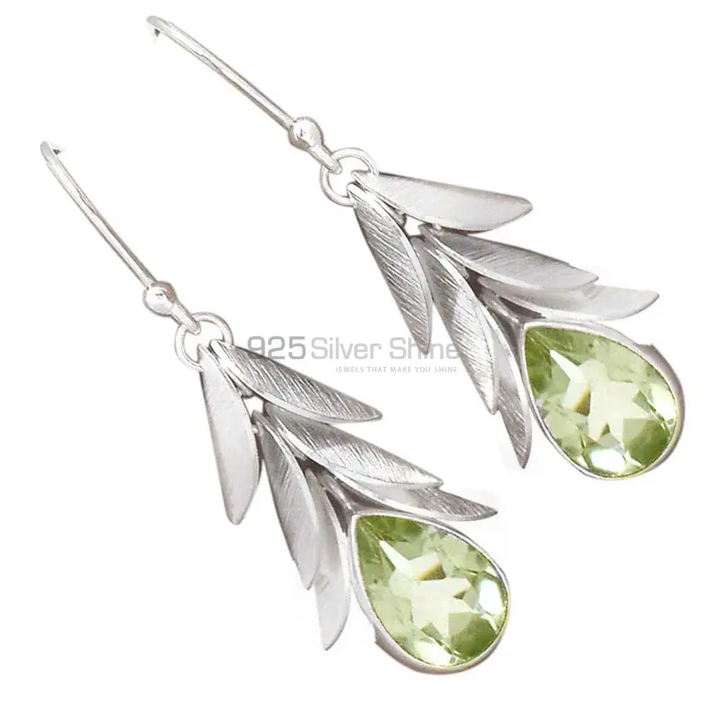 925 Sterling Silver Handmade Earrings Suppliers In Green Amethyst Gemstone Jewelry 925SE3016_0
