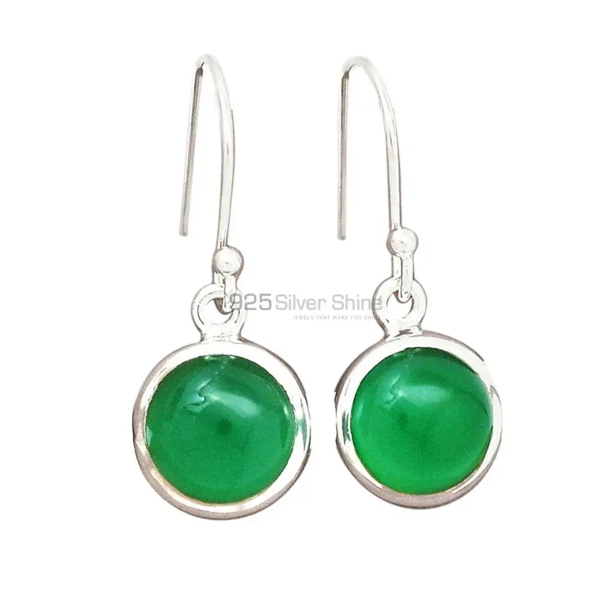 925 Sterling Silver Handmade Earrings In Green Onyx Gemstone Jewelry 925SE2224_0