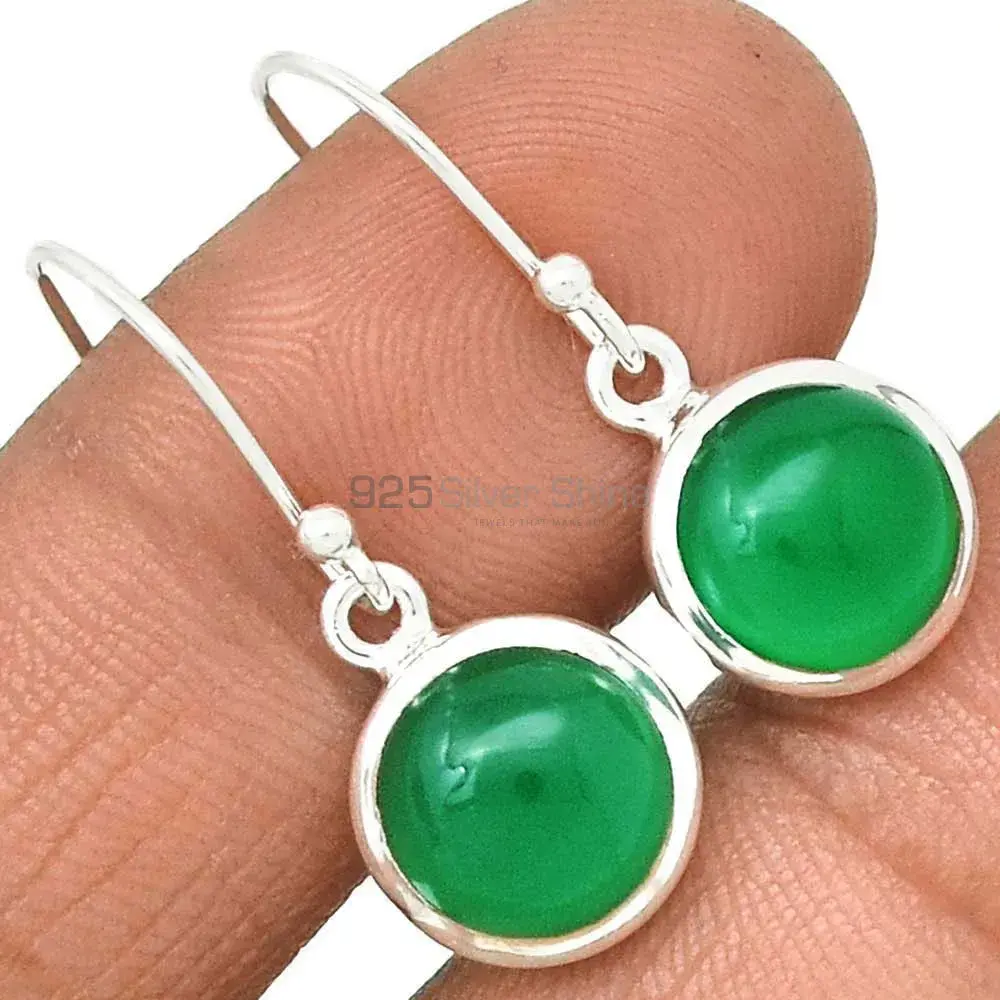 925 Sterling Silver Handmade Earrings In Green Onyx Gemstone Jewelry 925SE2224_1