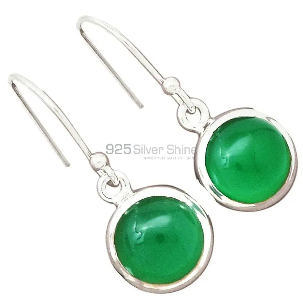 925 Sterling Silver Handmade Earrings In Green Onyx Gemstone Jewelry 925SE2224_2