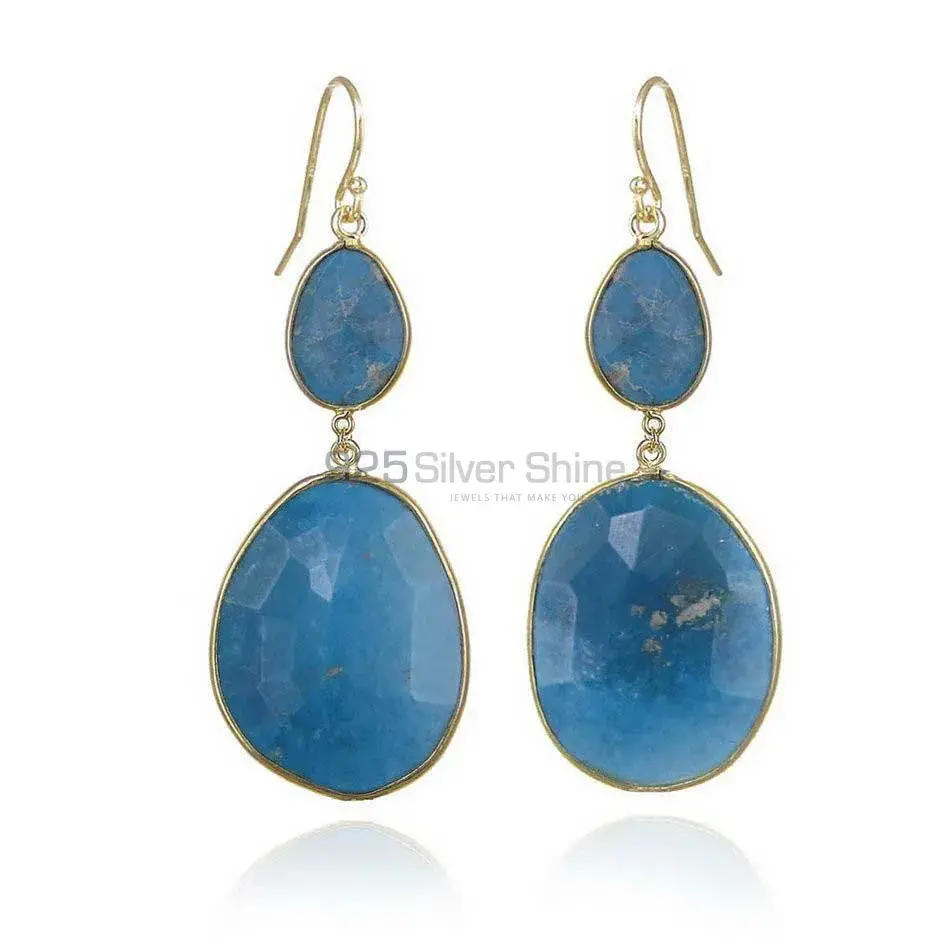 925 Sterling Silver Handmade Earrings In Lapis Gemstone Jewelry 925SE1886_0