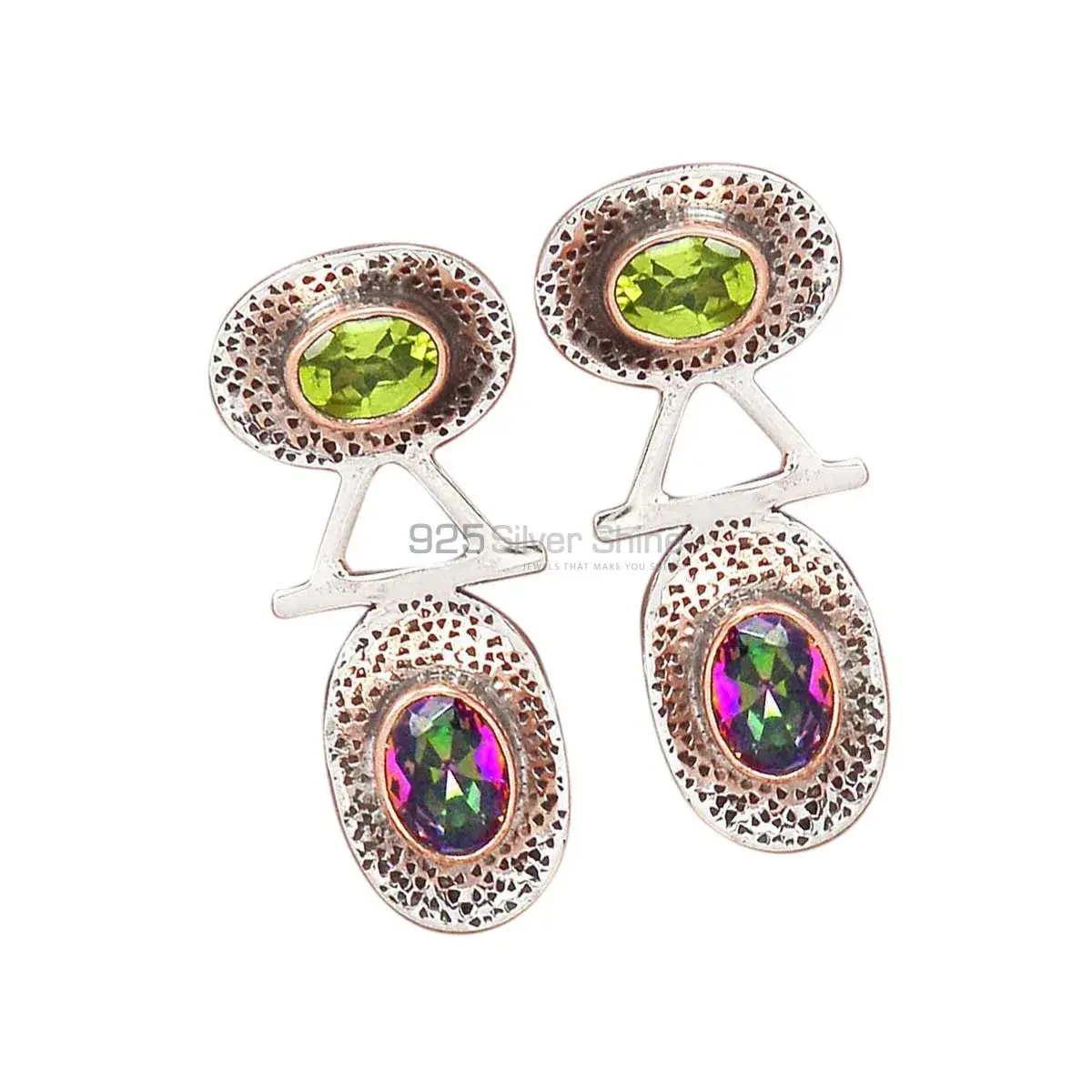 925 Sterling Silver Handmade Earrings In Multi Gemstone Jewelry 925SE2145_0