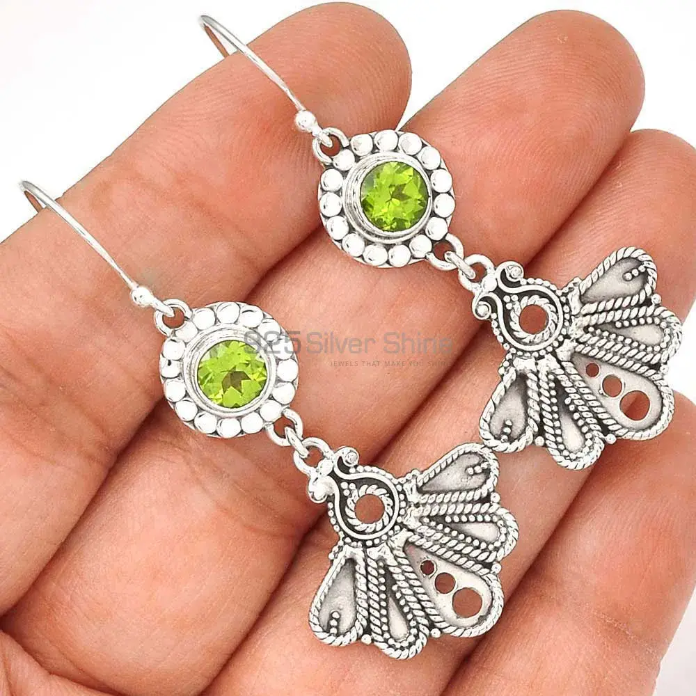 925 Sterling Silver Handmade Earrings In Peridot Gemstone Jewelry 925SE3095_0