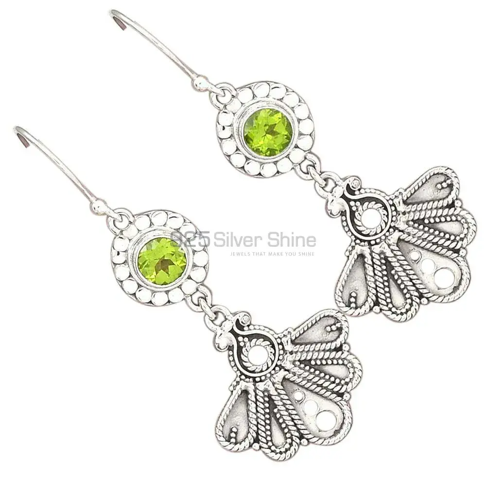 925 Sterling Silver Handmade Earrings In Peridot Gemstone Jewelry 925SE3095_1