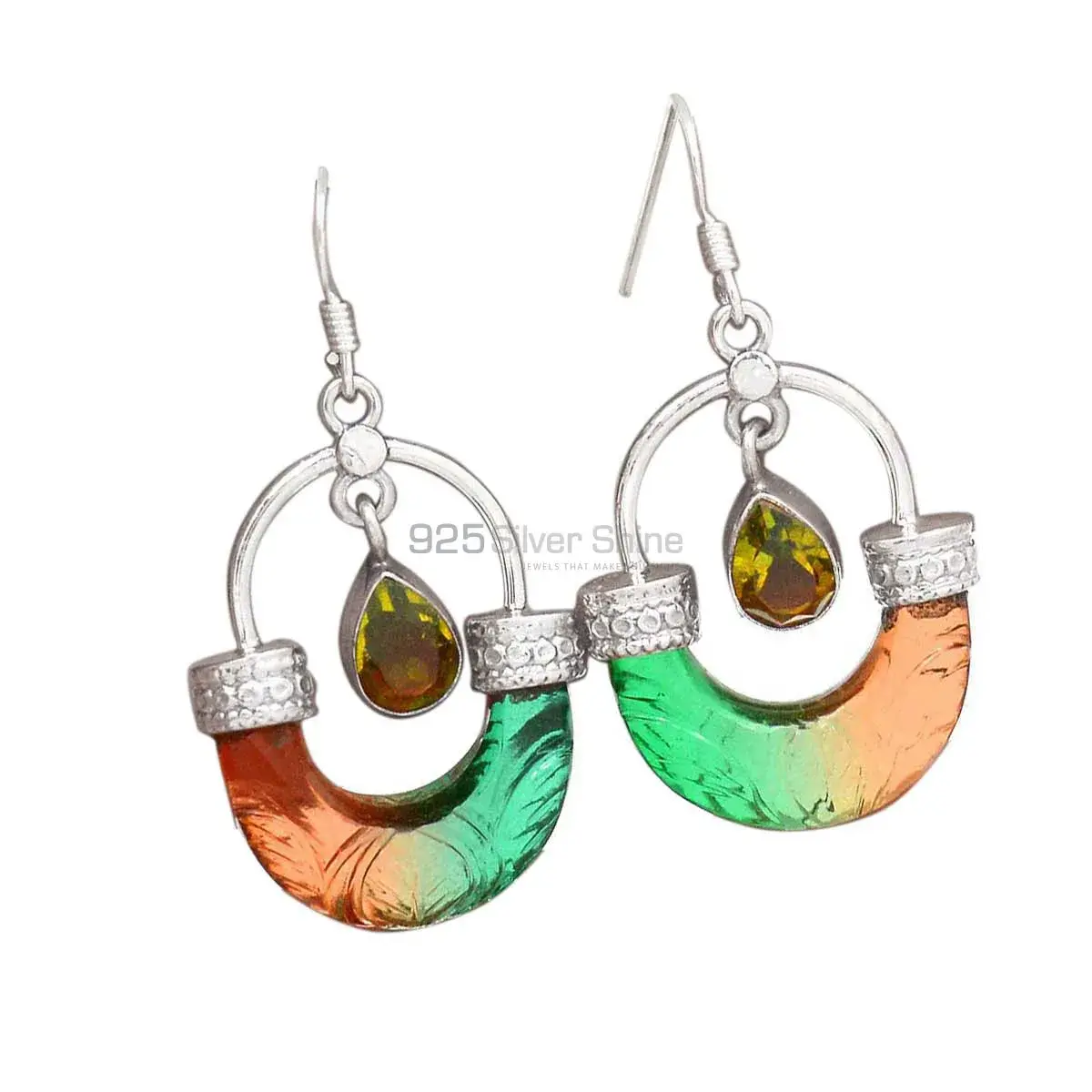 925 Sterling Silver Handmade Earrings In Quartz Gemstone Jewelry 925SE2858