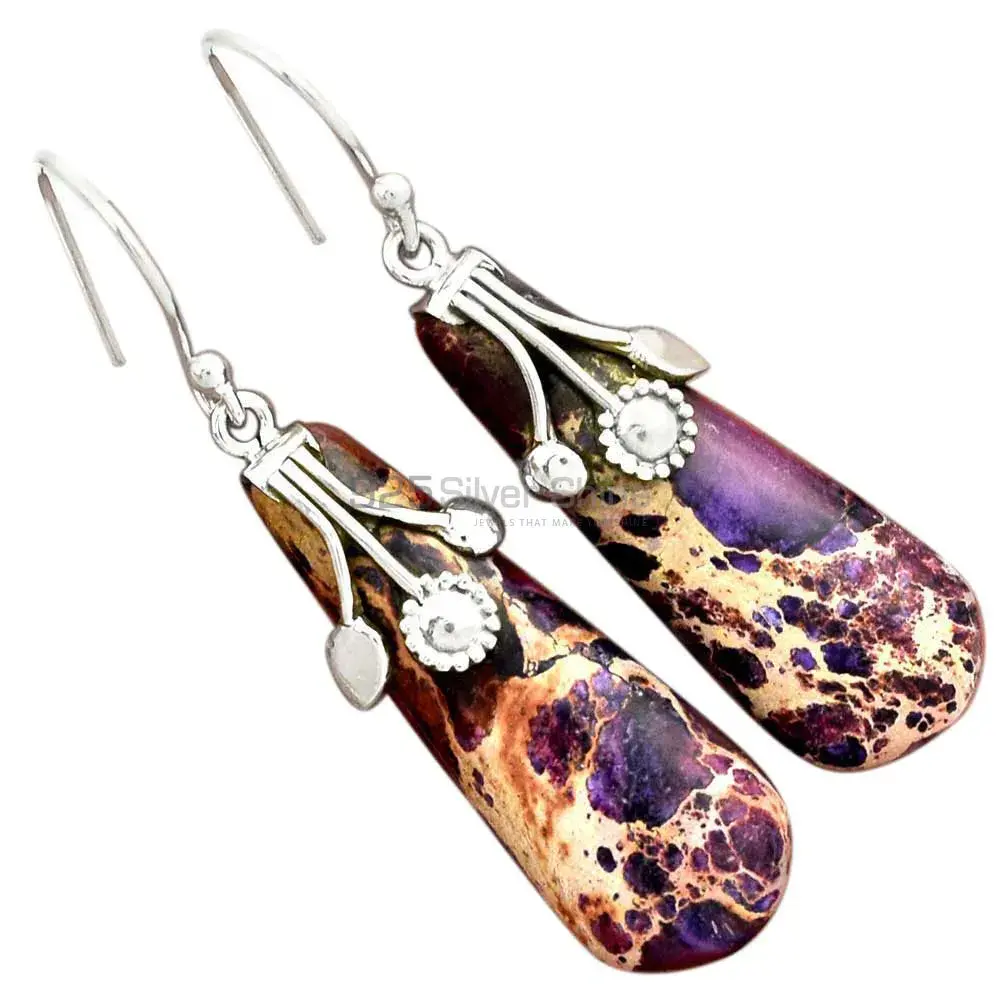 925 Sterling Silver Handmade Earrings Suppliers In Sea Sediment Jasper Gemstone Jewelry 925SE2540_0