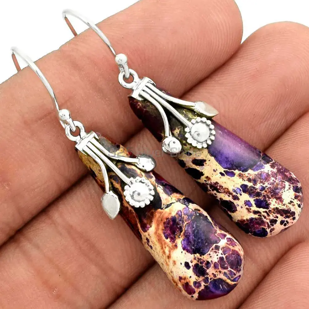 925 Sterling Silver Handmade Earrings Suppliers In Sea Sediment Jasper Gemstone Jewelry 925SE2540_1