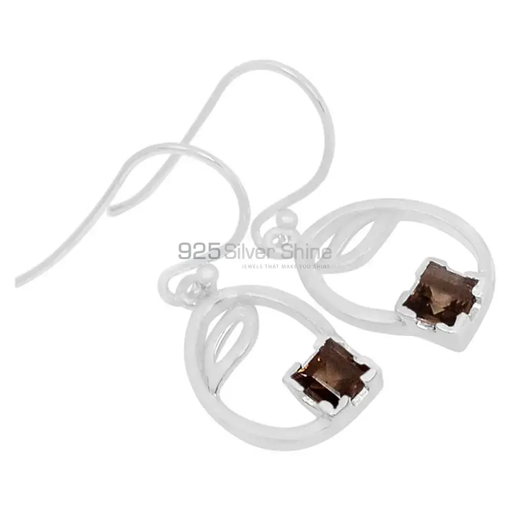 925 Sterling Silver Handmade Earrings In Smoky Quartz Gemstone Jewelry 925SE588