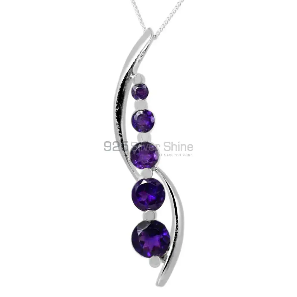 925 Sterling Silver Handmade Pendants In Amethyst Gemstone Jewelry 925SP261-1_0