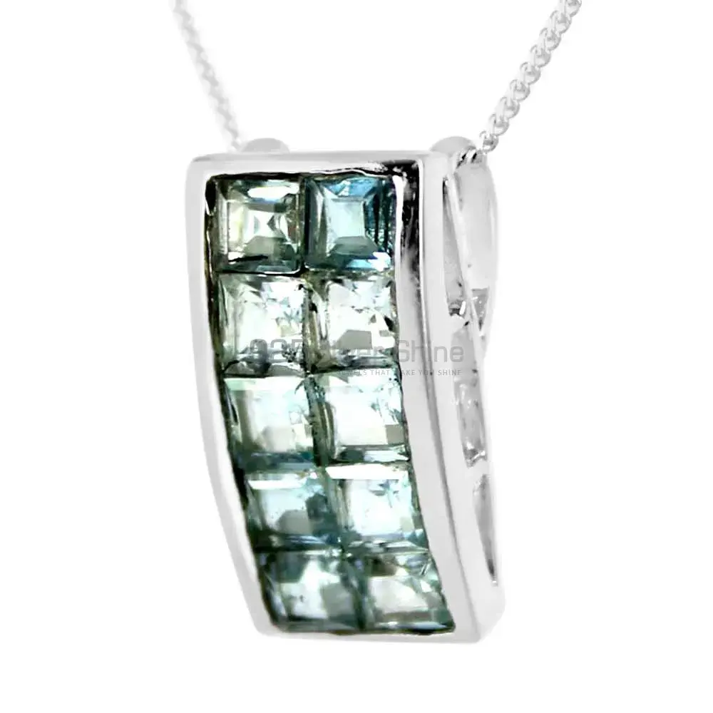 925 Sterling Silver Handmade Pendants In Blue Topaz Gemstone Jewelry 925SP245-5